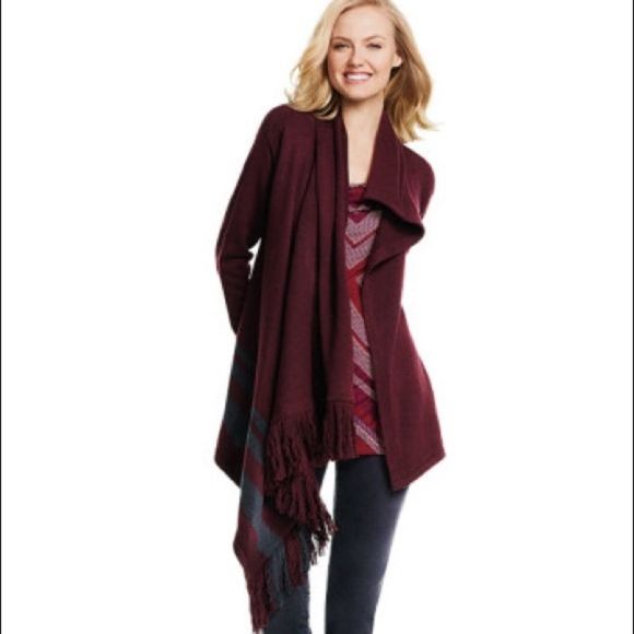 CAbi Sweaters - CAbi Wrap Cardigan Blanket Sweater #3002 Burgundy